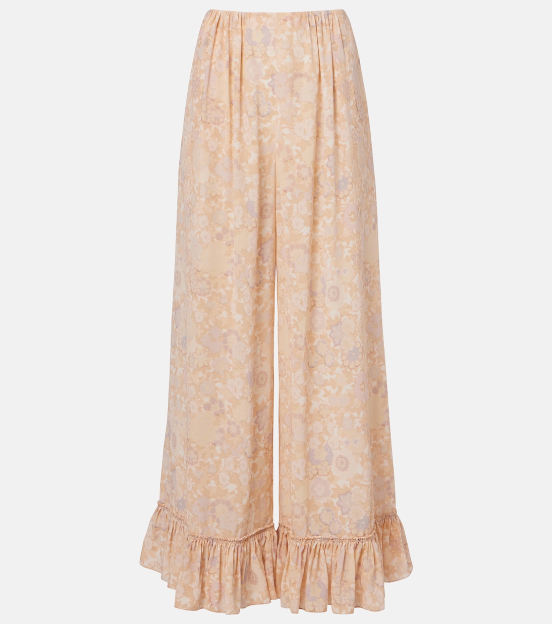 Floral ruffled silk wide-leg pants | Chloé