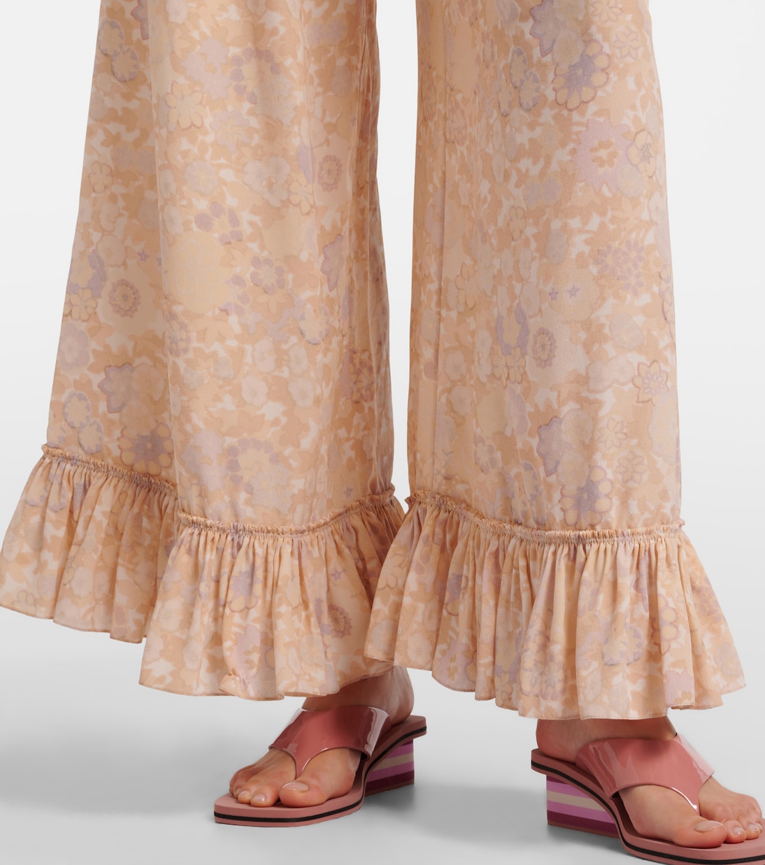 Floral ruffled silk wide-leg pants | Chloé