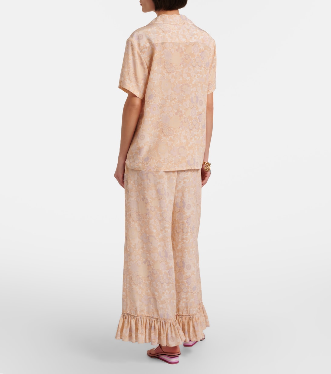 Floral ruffled silk wide-leg pants | Chloé