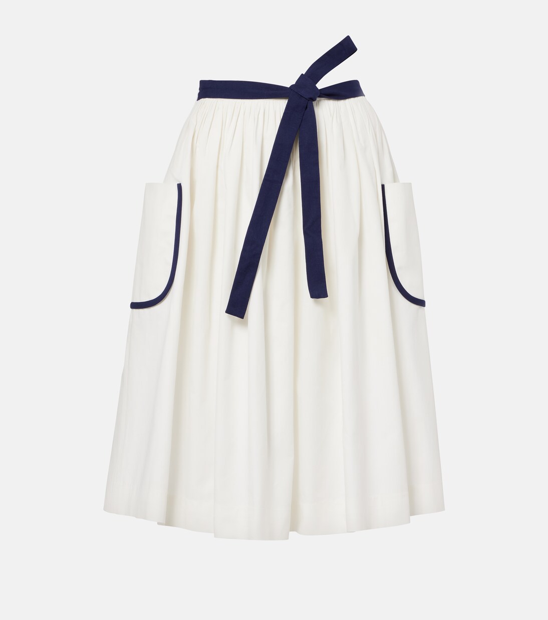 Belted cotton and linen midi skirt | Prada