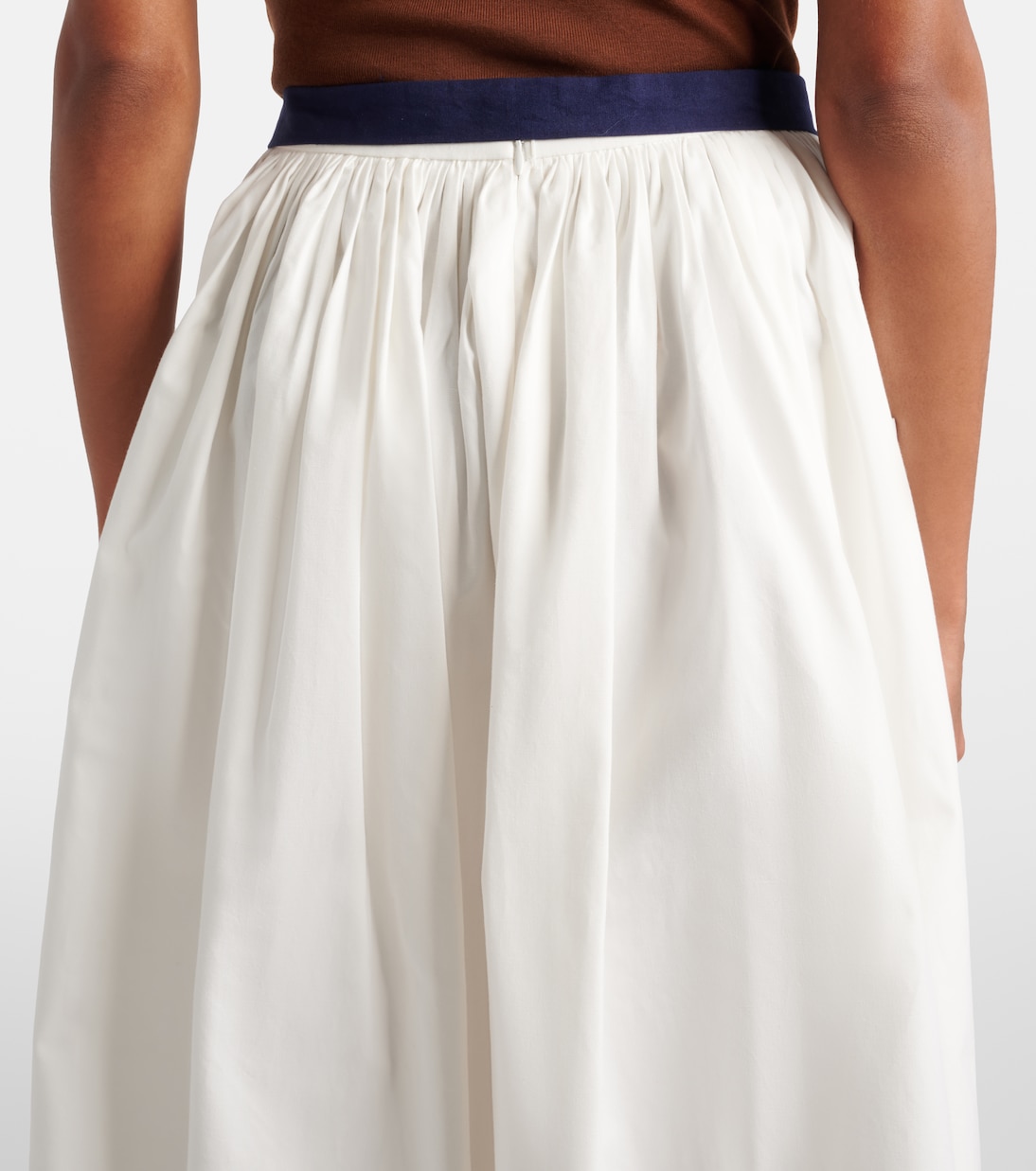 Belted cotton and linen midi skirt | Prada