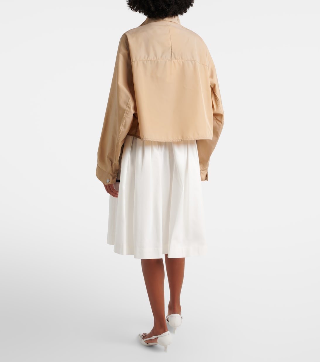 Belted cotton and linen midi skirt | Prada
