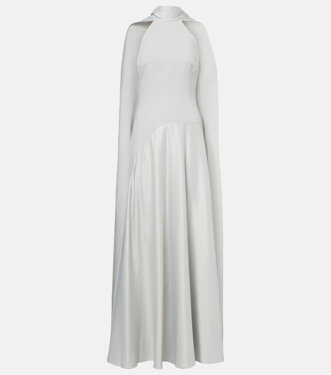 Cece halterneck crêpe and satin gown | Solace London
