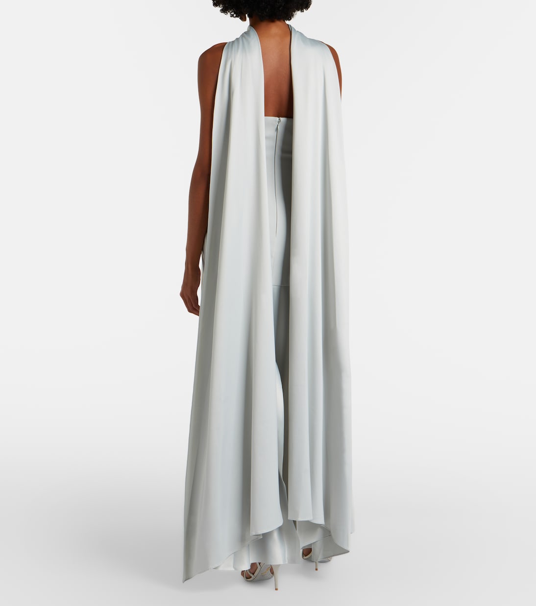Cece halterneck crêpe and satin gown | Solace London