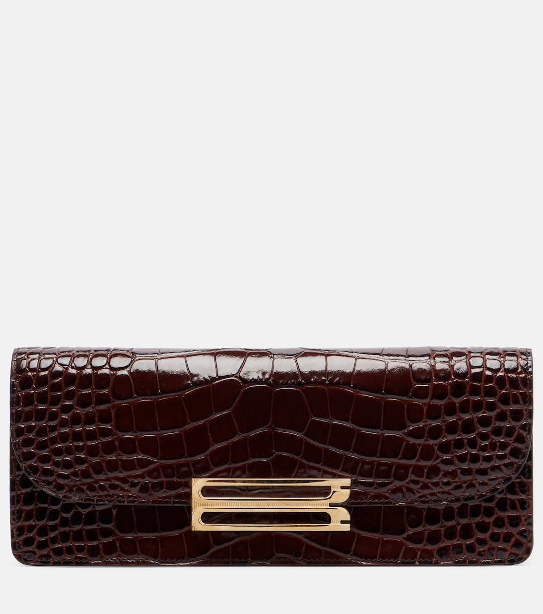 Dorian East-West croc-effect leather clutch | Victoria Beckham
