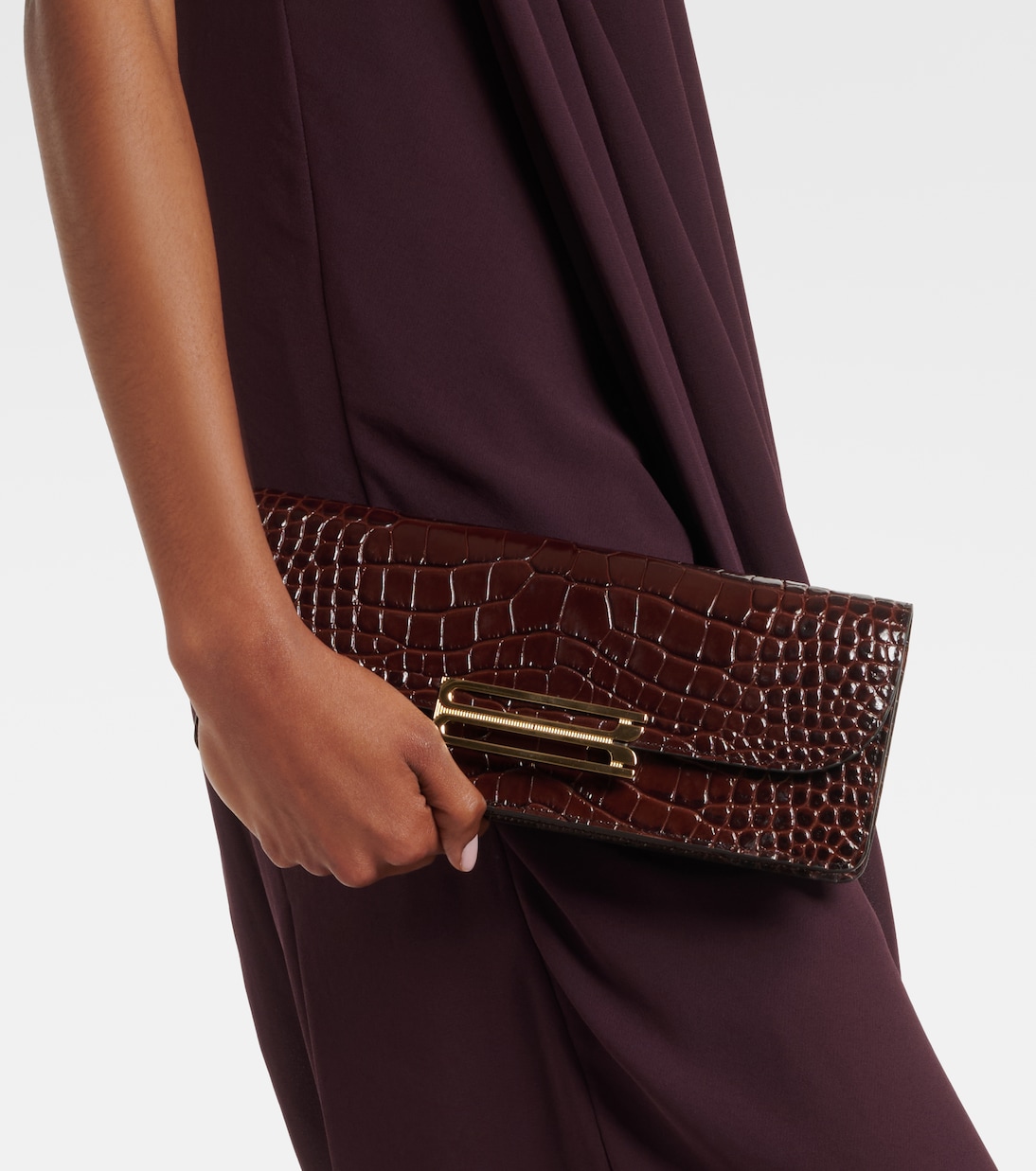 Dorian East-West croc-effect leather clutch | Victoria Beckham