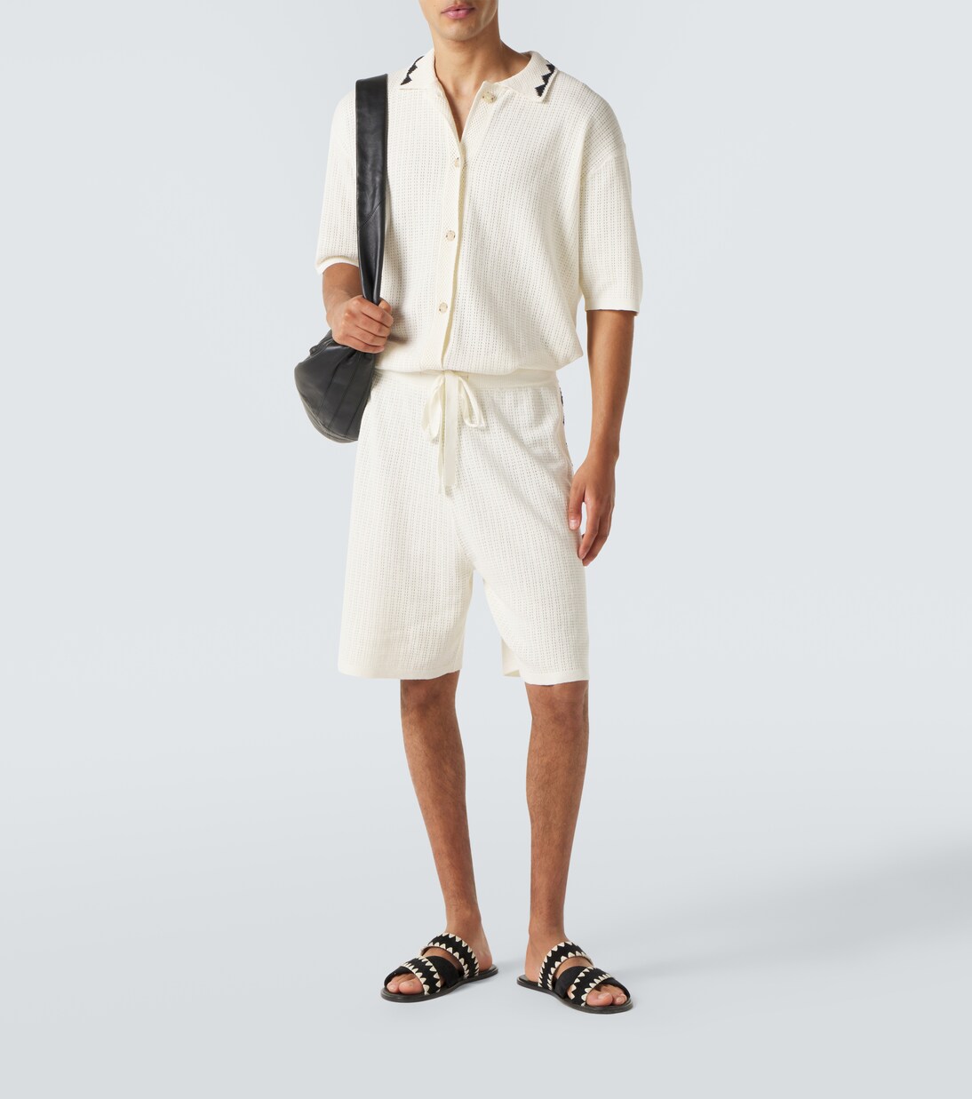 Crochet cotton and hemp Bermuda shorts | Commas