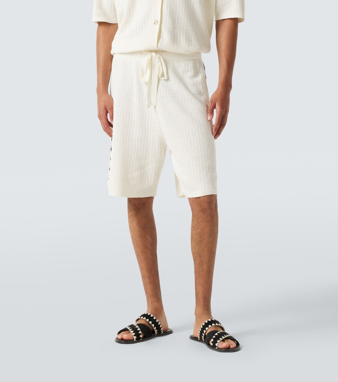 Crochet cotton and hemp Bermuda shorts | Commas