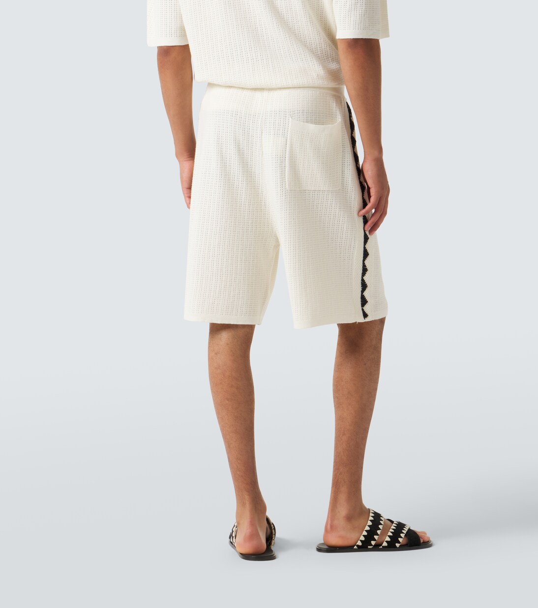 Crochet cotton and hemp Bermuda shorts | Commas