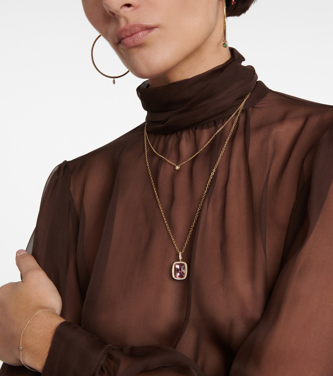 Nesting Gem 18kt gold necklace with diamond | Octavia Elizabeth