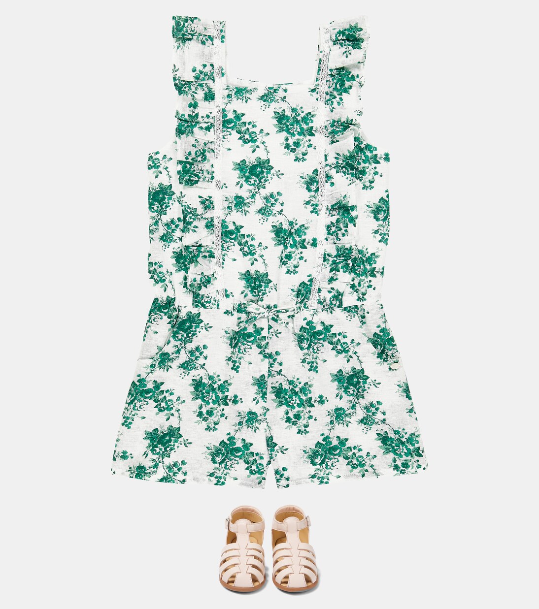 Printed ruffled cotton playsuit | Tartine et Chocolat