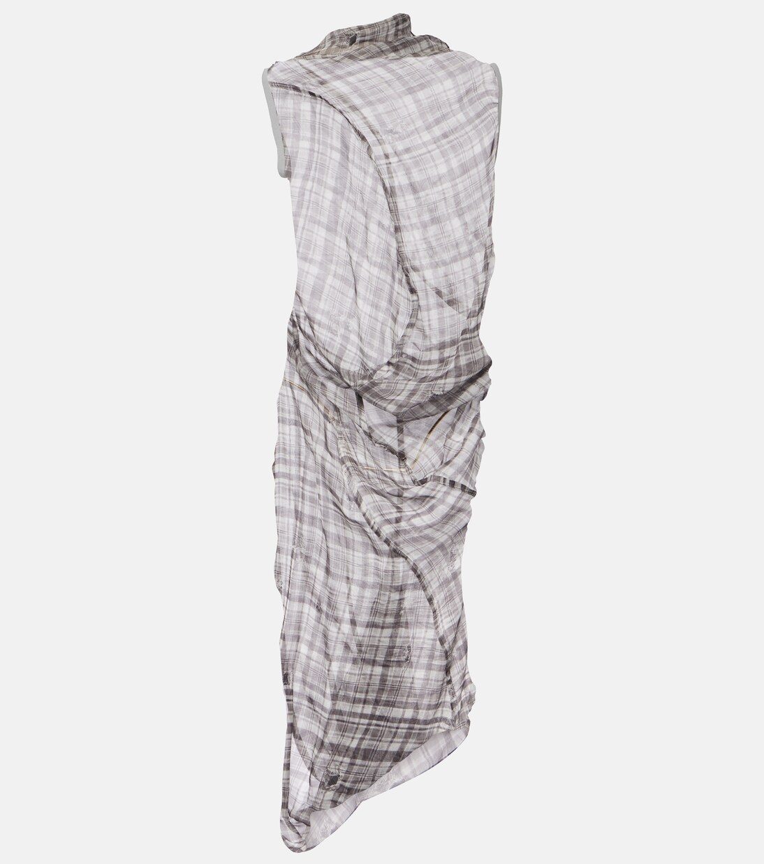 Robe midi Dsaam en soie à carreaux | Acne Studios