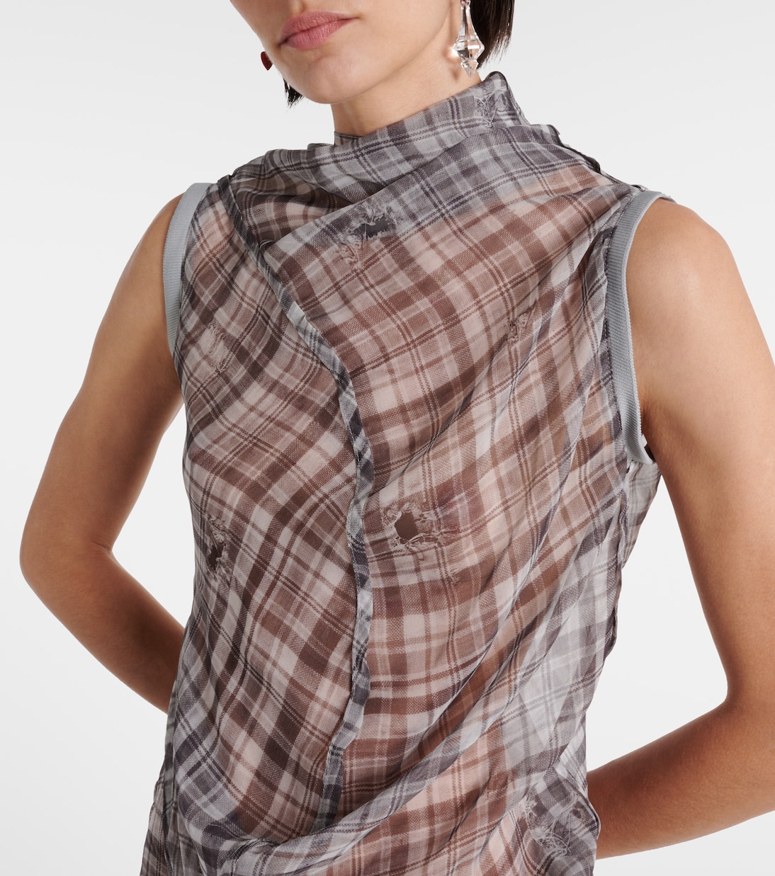 Robe midi Dsaam en soie à carreaux | Acne Studios