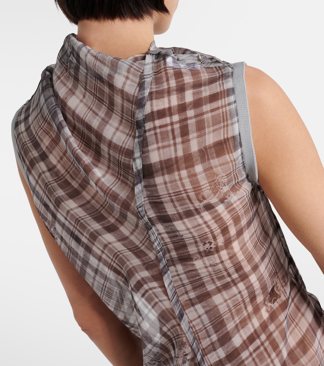 Robe midi Dsaam en soie à carreaux | Acne Studios