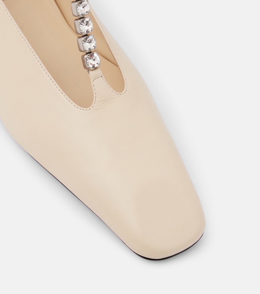 Crystal-embellished leather ballet flats | Jil Sander