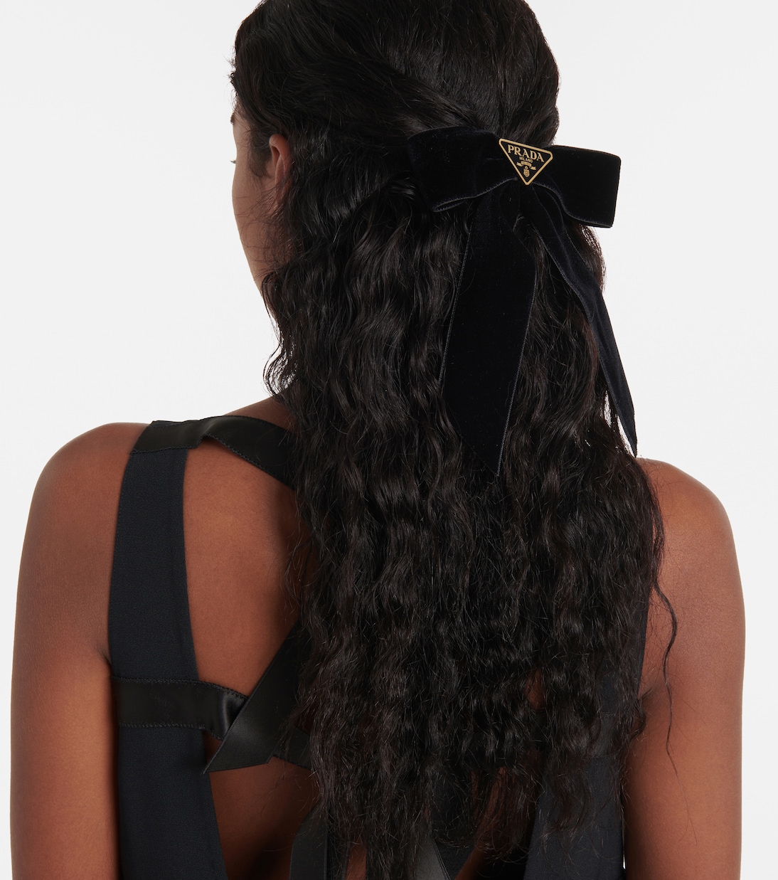 Bow-detail velvet hair clip | Prada