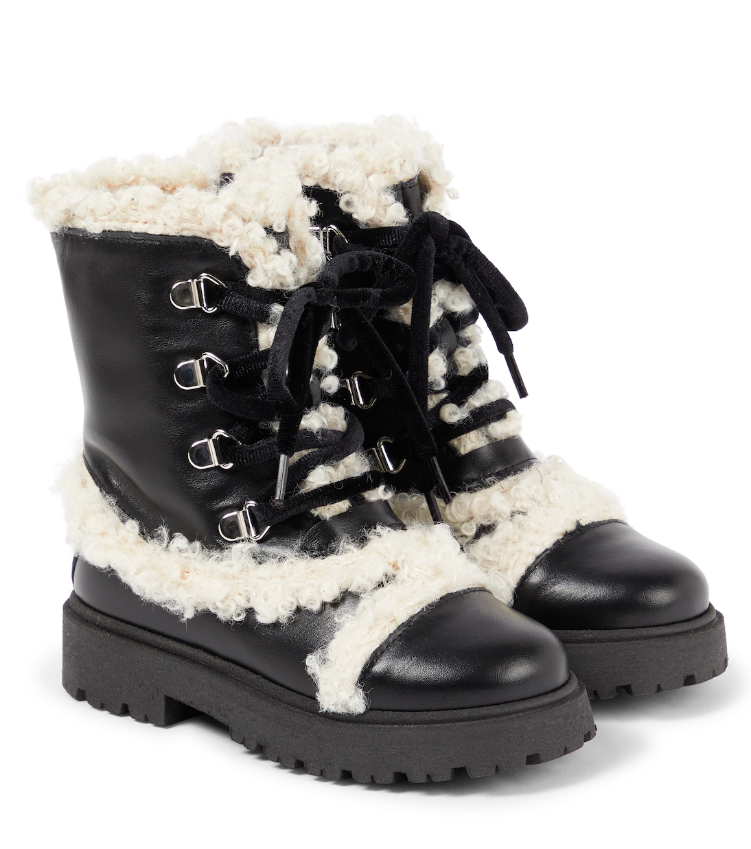 Faux shearling-trimmed leather boots | PèPè