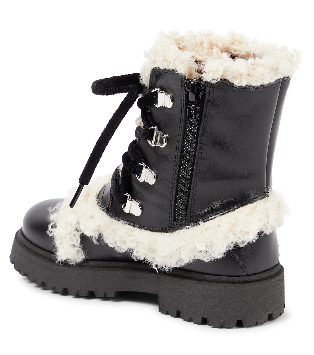 Faux shearling-trimmed leather boots | PèPè