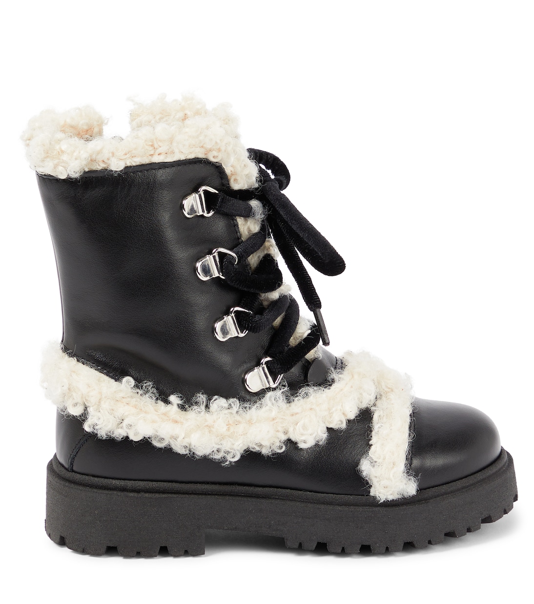 Faux shearling-trimmed leather boots | PèPè