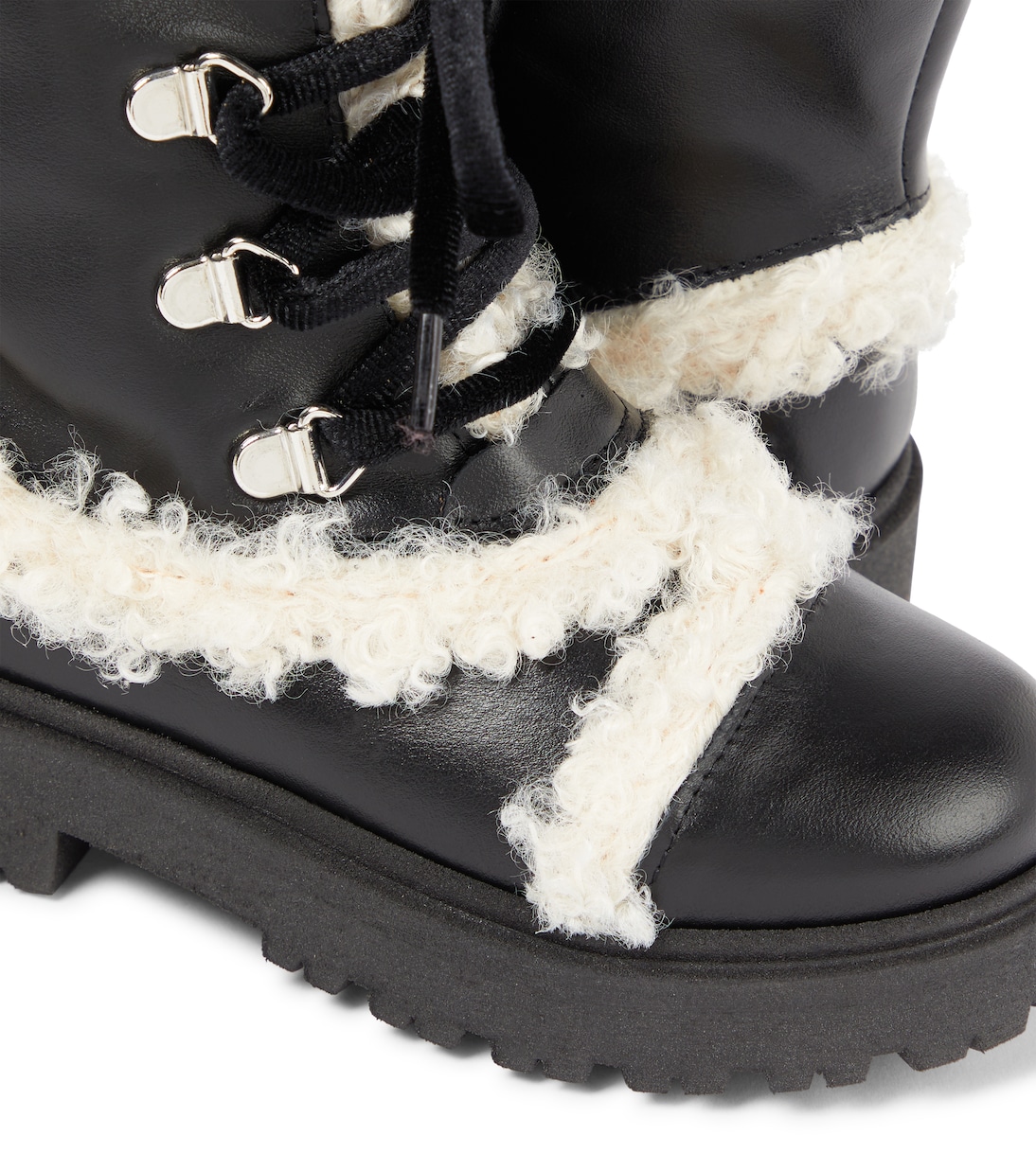 Faux shearling-trimmed leather boots | PèPè