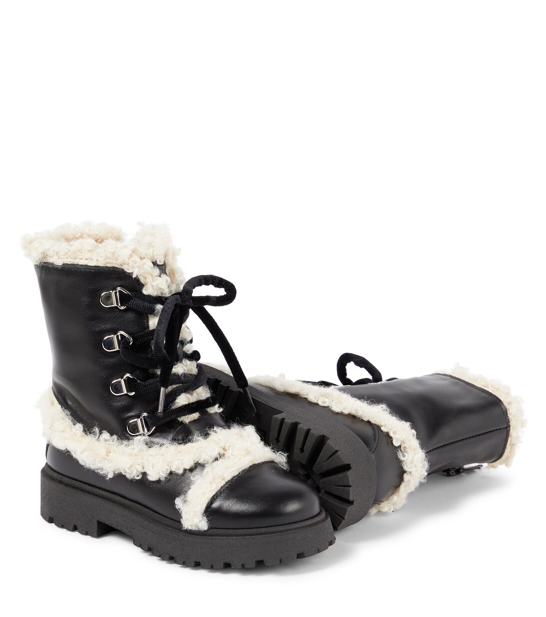 Faux shearling-trimmed leather boots | PèPè