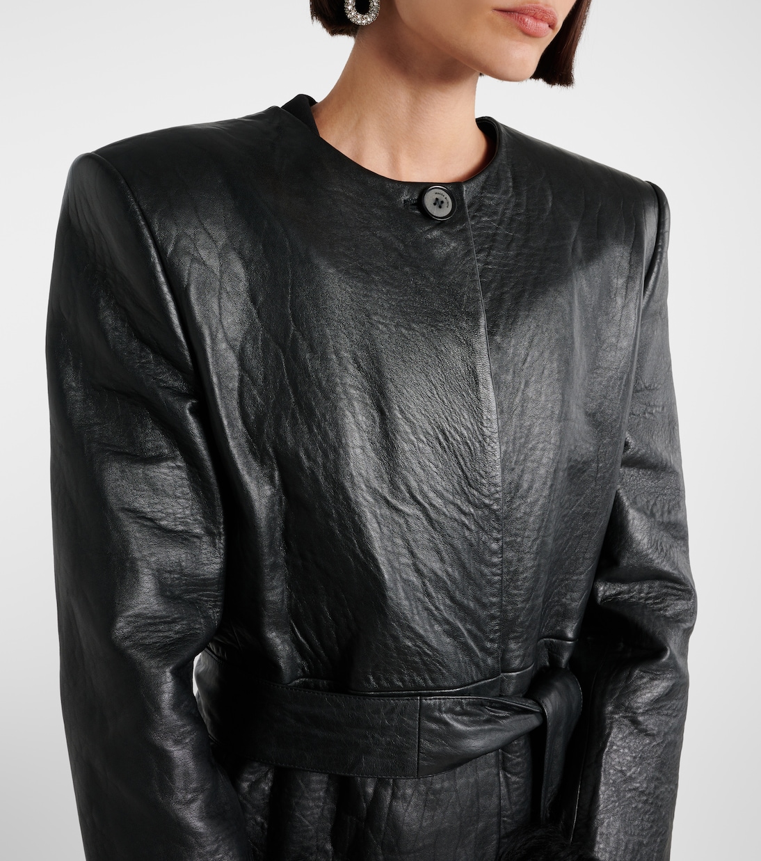 羊毛皮边饰皮革大衣 | Magda Butrym