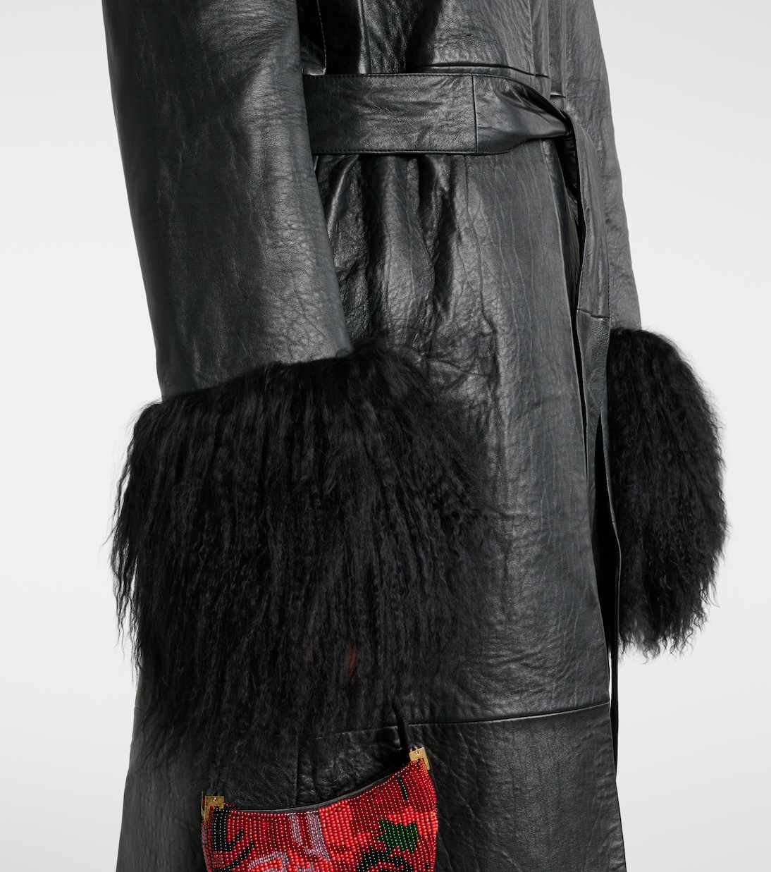 羊毛皮边饰皮革大衣 | Magda Butrym