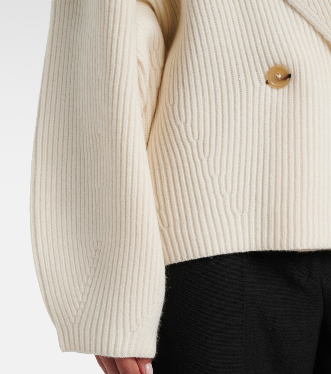 كارديغان من الصوف المخلوط بحبكة مُضلّعة | Toteme