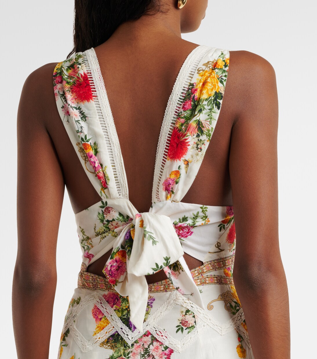 Robe midi en coton et soie à fleurs | Camilla