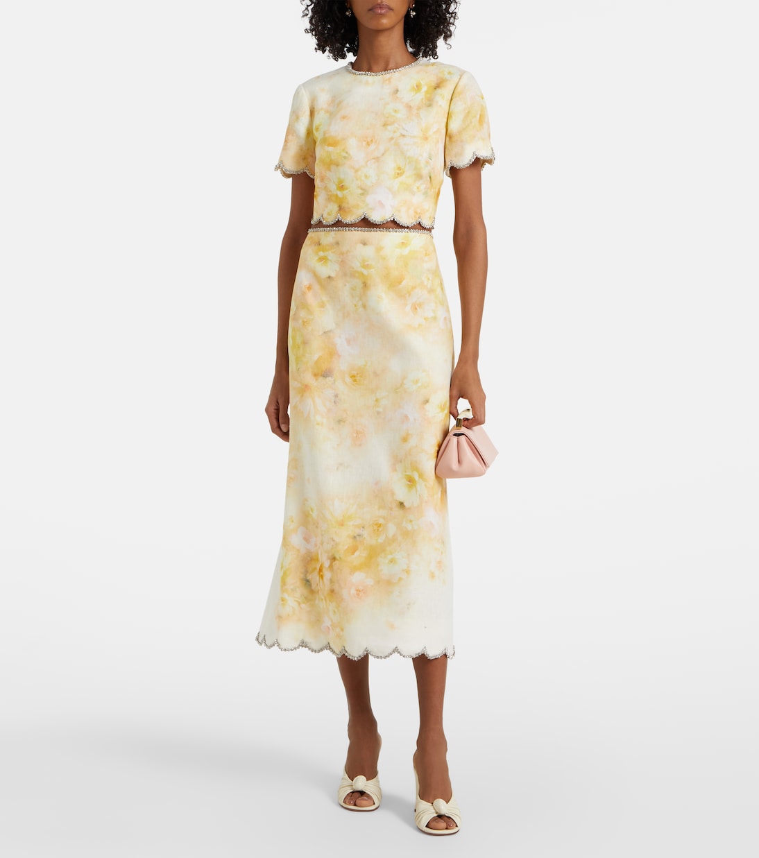 Crush scalloped cropped silk top | Zimmermann