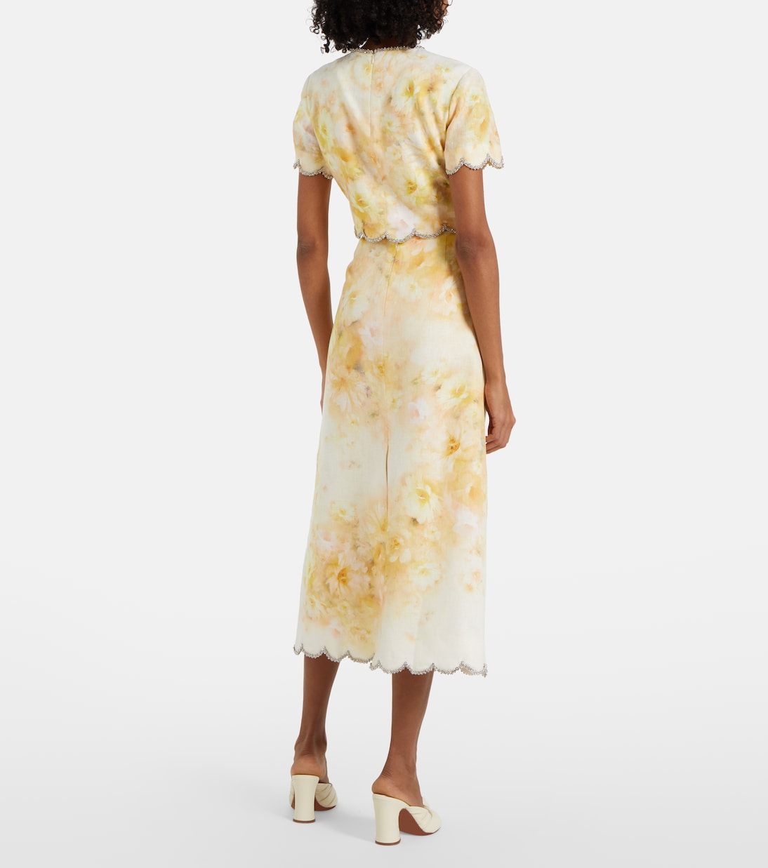 Crush scalloped cropped silk top | Zimmermann