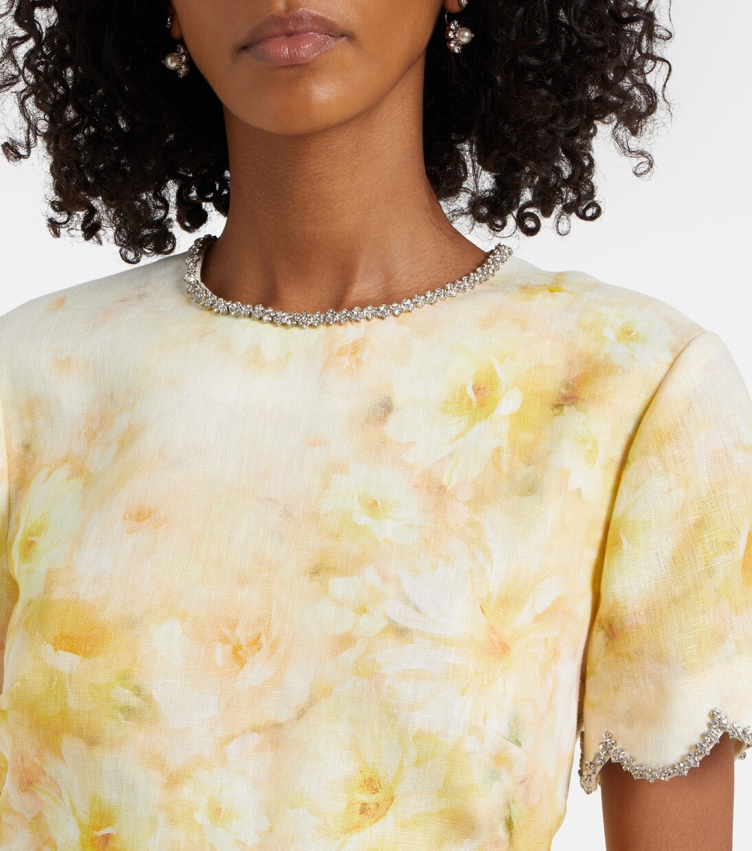 Crush scalloped cropped silk top | Zimmermann
