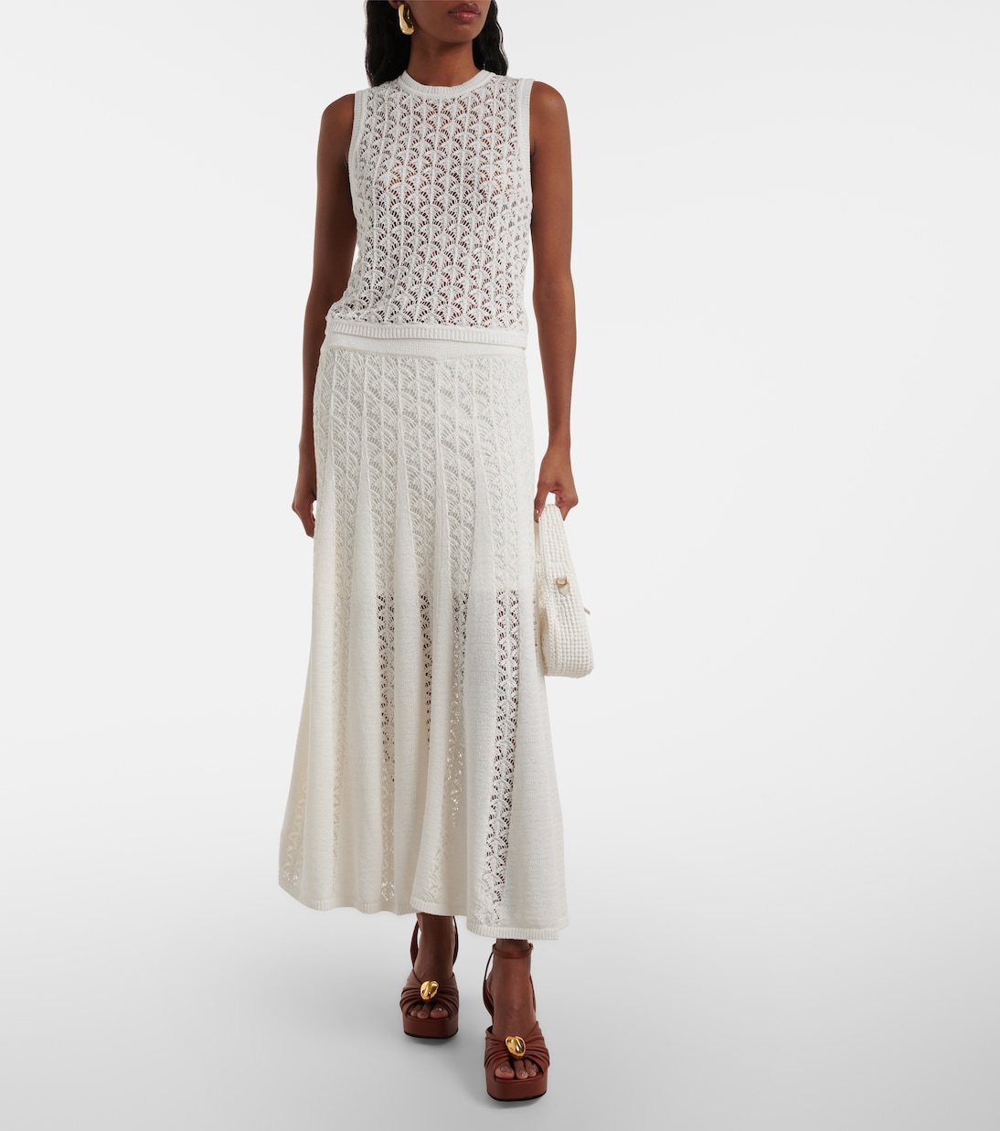 Jupe midi Wylie Flared Knit en coton | Zimmermann