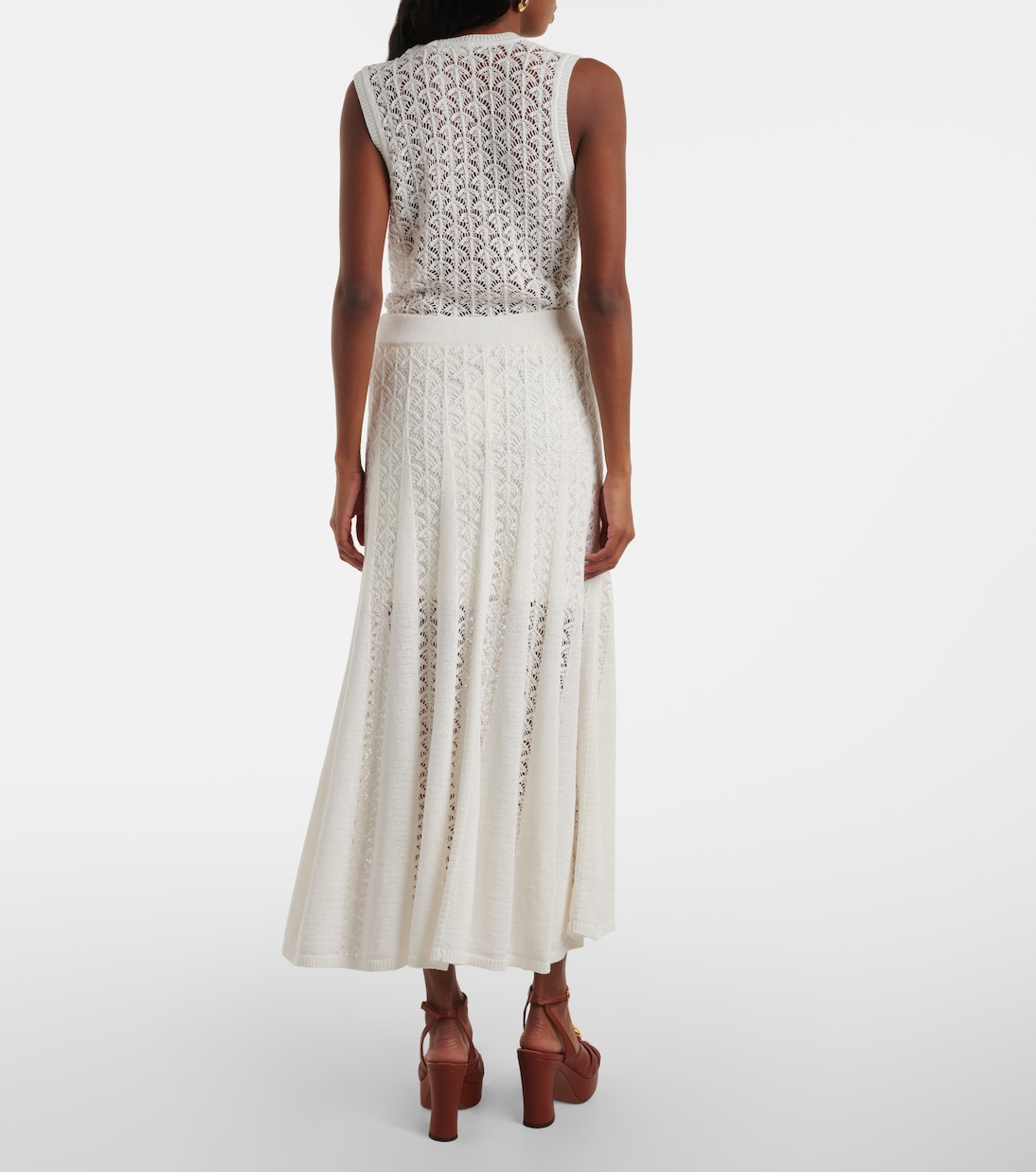 Jupe midi Wylie Flared Knit en coton | Zimmermann