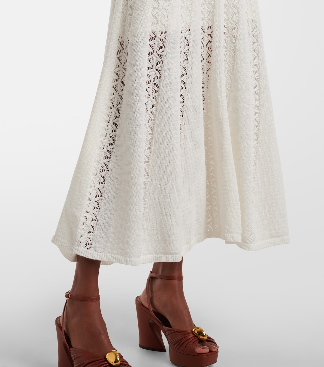 Jupe midi Wylie Flared Knit en coton | Zimmermann