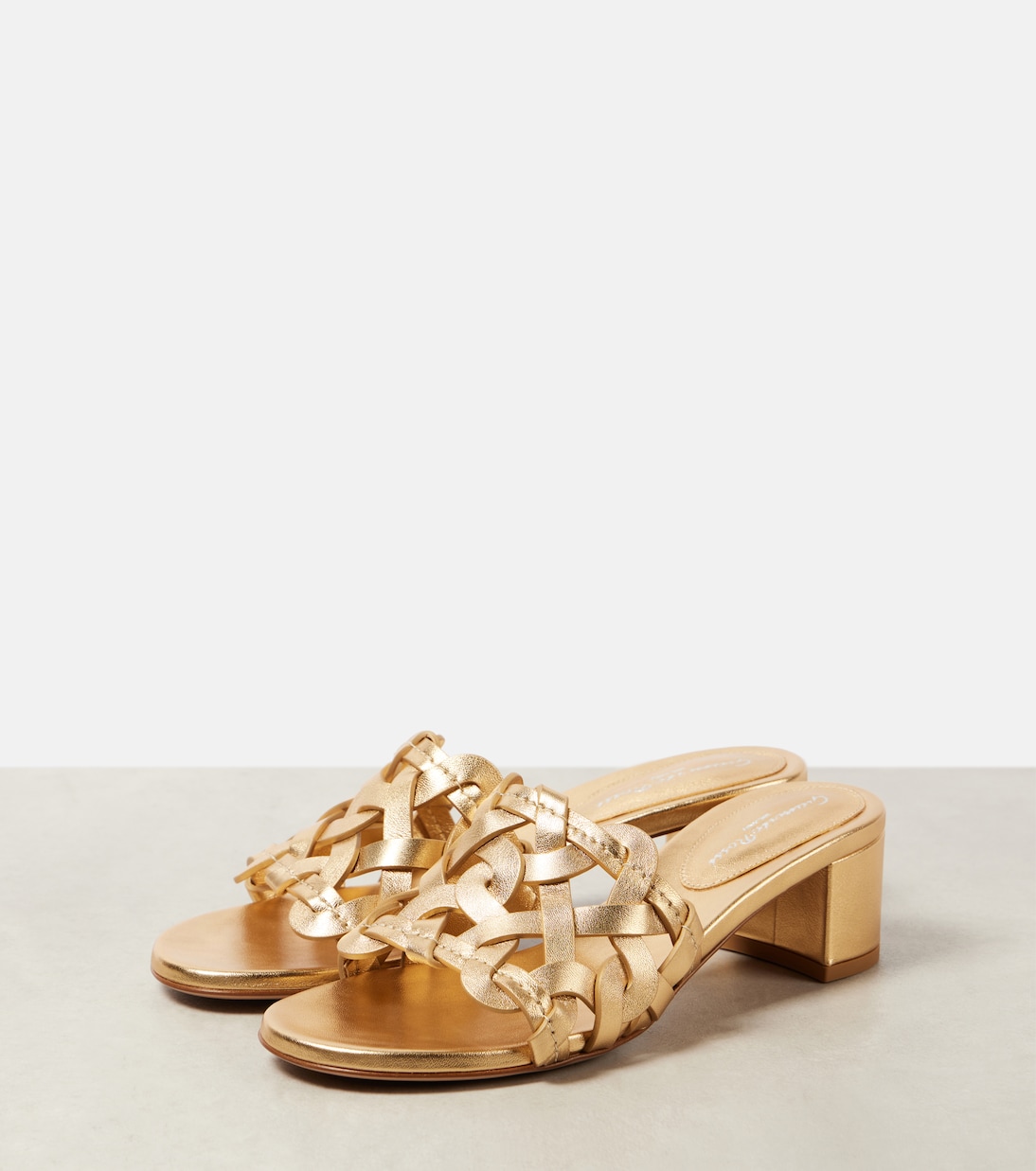 Pantoletten Amalfi 45 aus Metallic-Leder | Gianvito Rossi