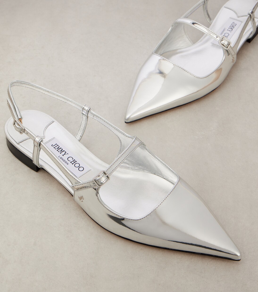 Didi金属感皮革露跟平底鞋 | Jimmy Choo