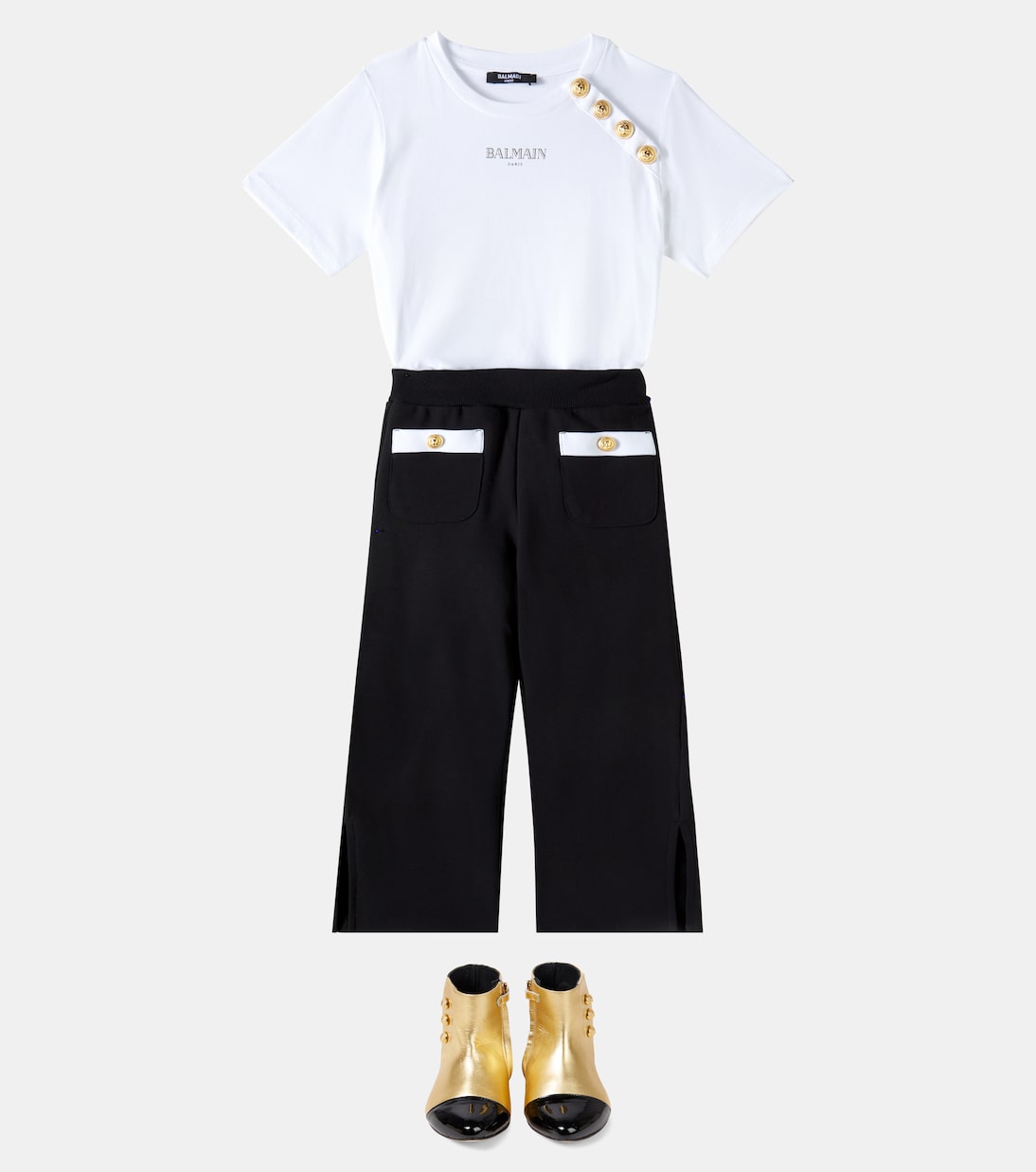 T-shirt in jersey di cotone con logo | Balmain Kids