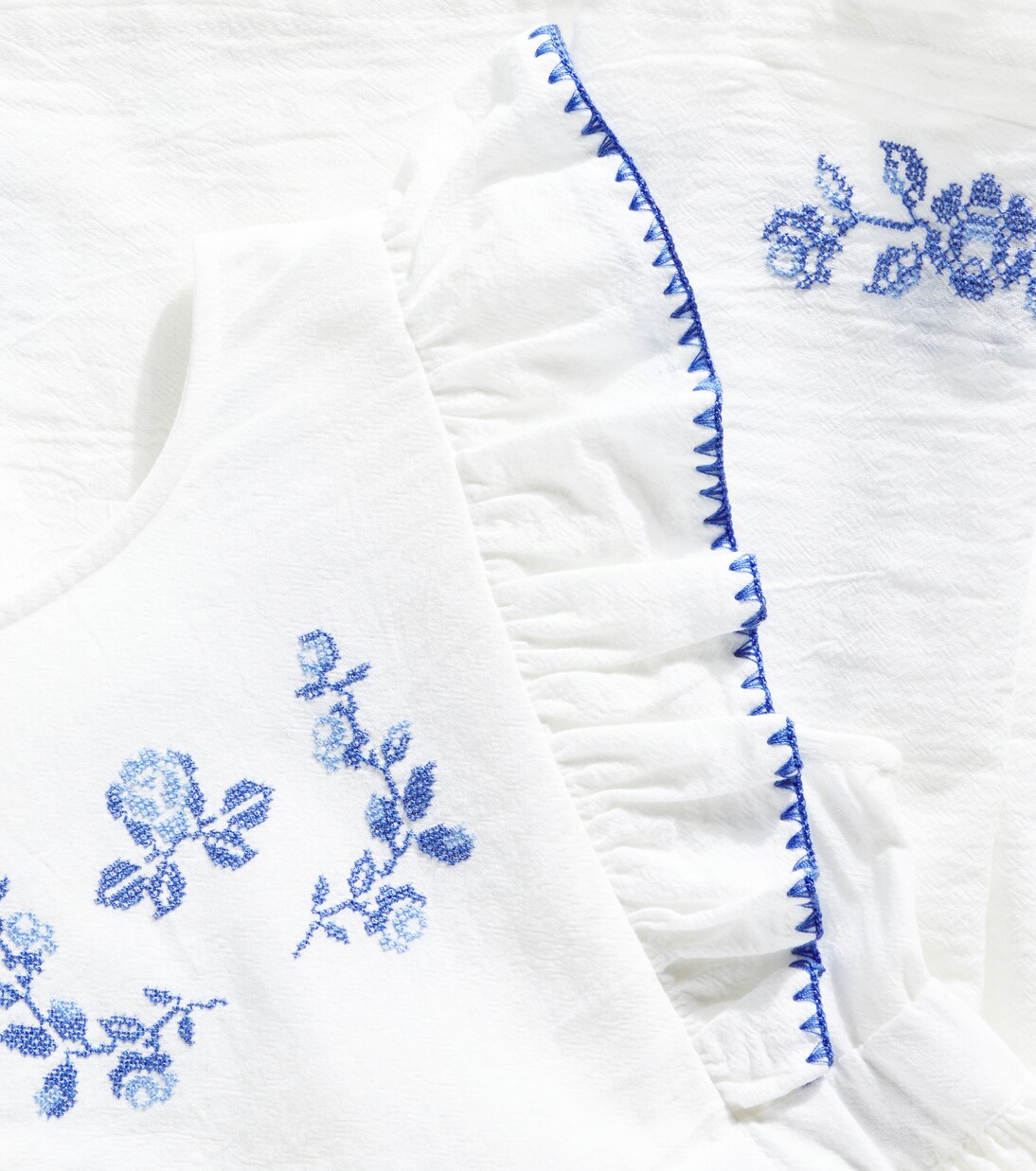 Nina ruffled floral embroidered cotton dress | C'era Una Volta