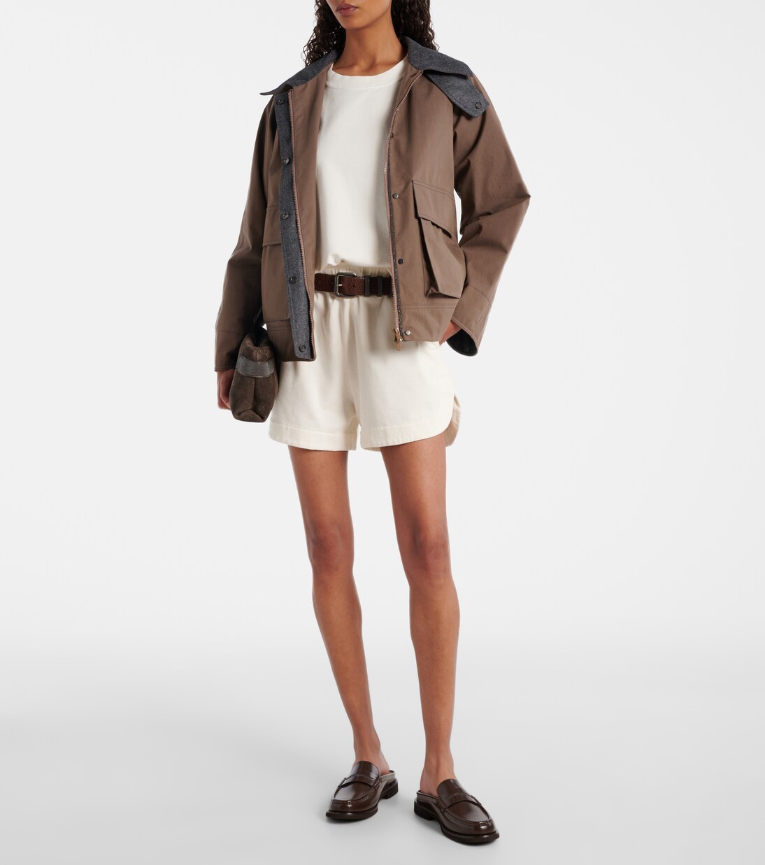 High-rise cotton shorts | Brunello Cucinelli