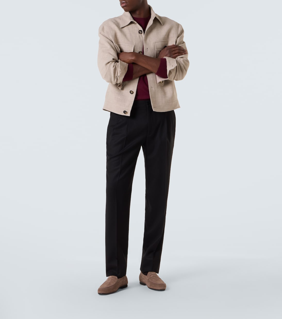 Virgin wool flannel tapered pants | Rubinacci