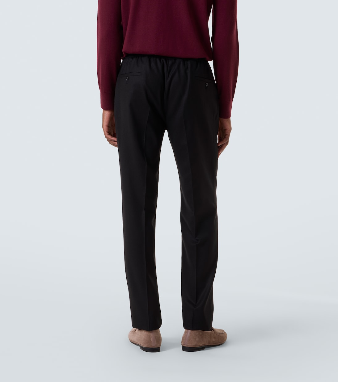 Virgin wool flannel tapered pants | Rubinacci
