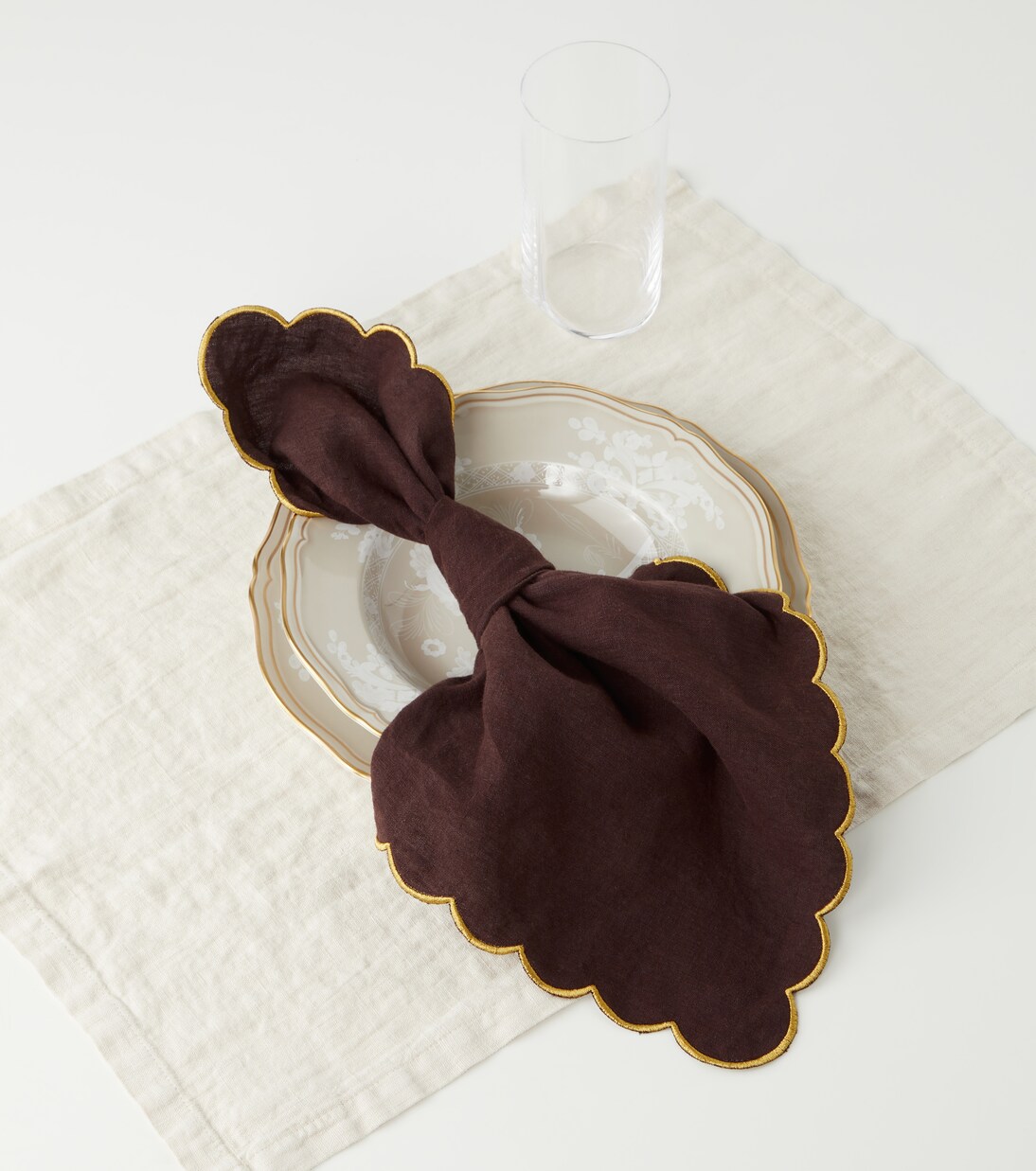 Set of 4 scalloped linen napkins | Once Milano