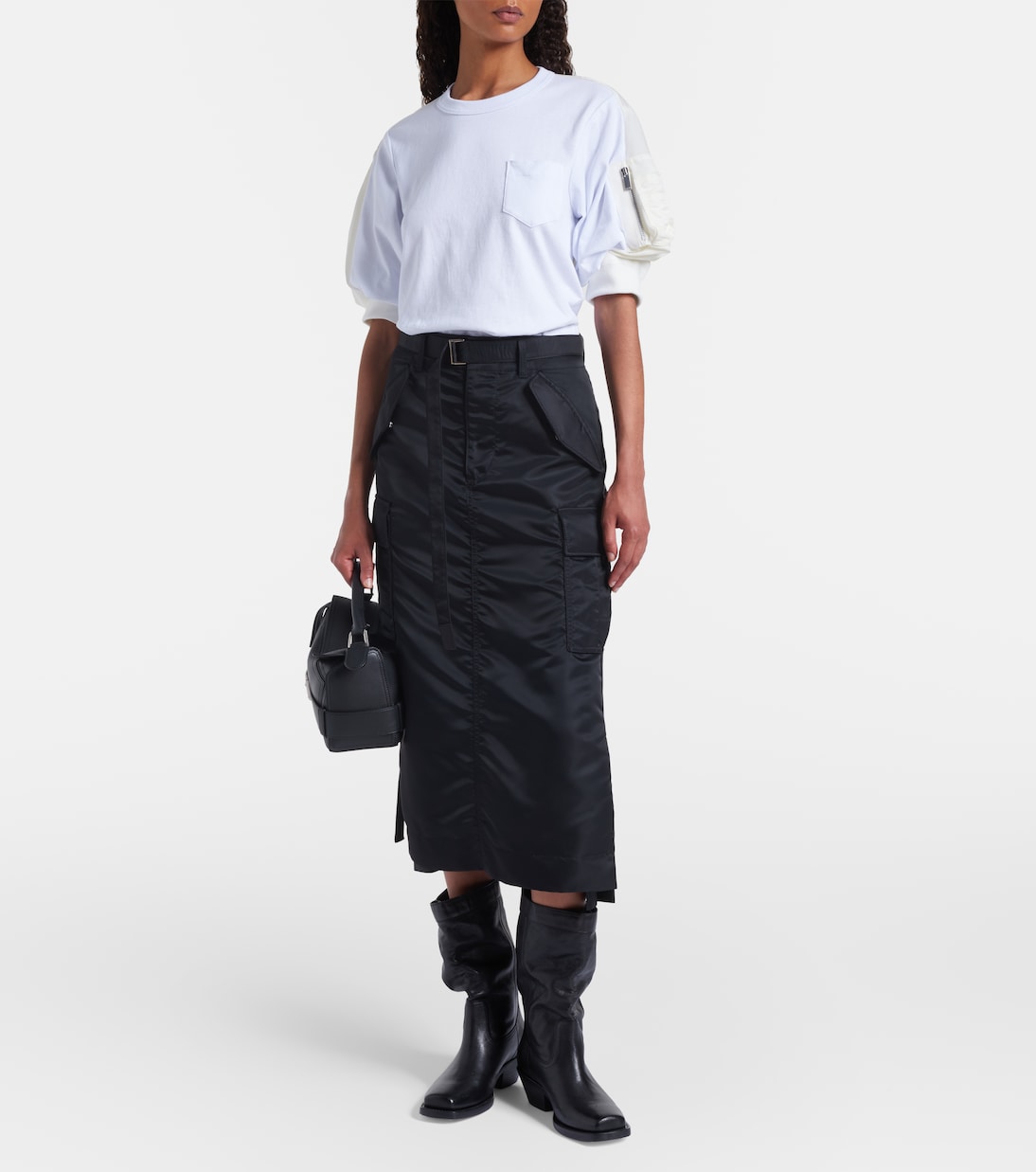 T-Shirt aus Baumwoll-Jersey und Twill | Sacai