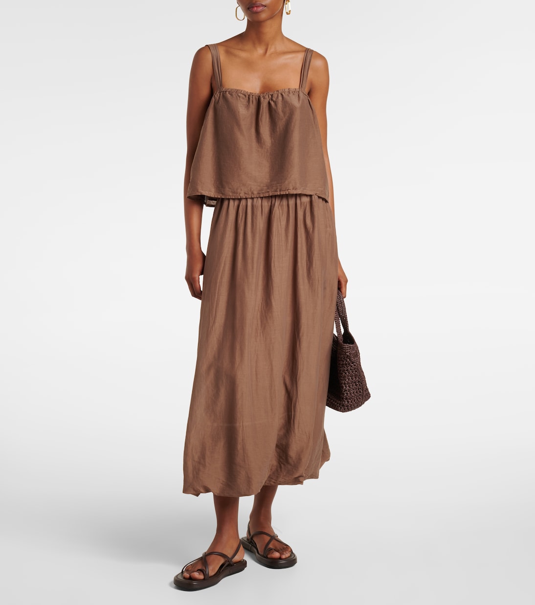 Falda larga Ines de gasa de algodón y seda | Velvet