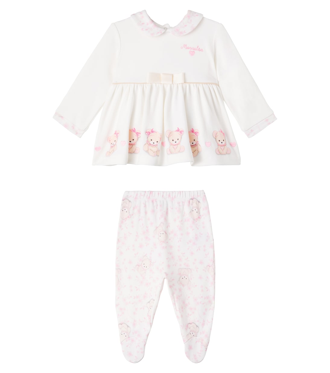 Baby set of printed cotton dress and leggings | Monnalisa