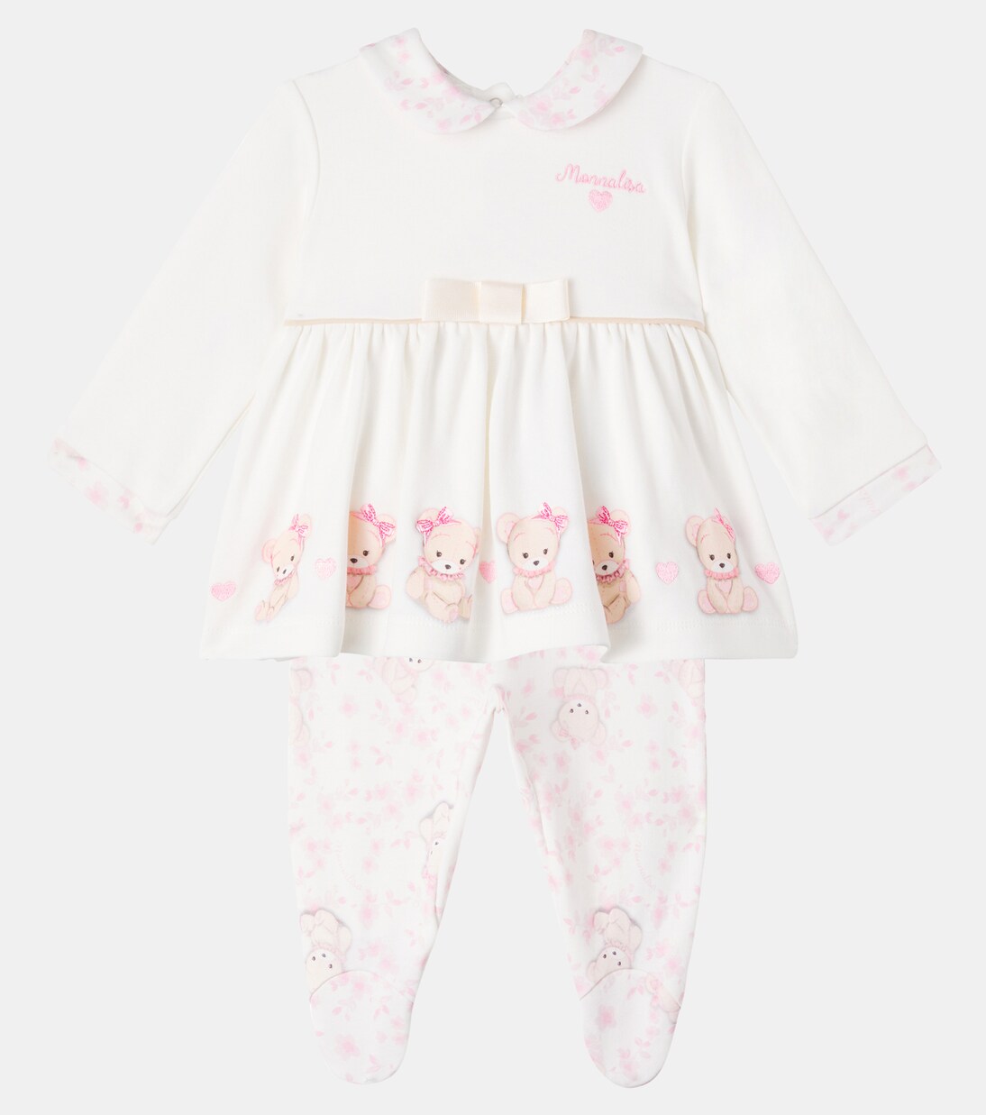 Baby set of printed cotton dress and leggings | Monnalisa