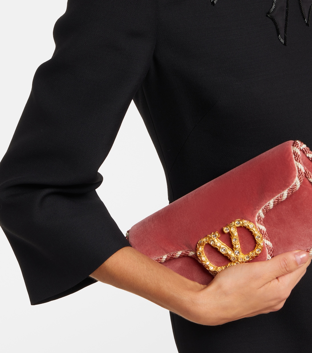 Robe midi brodée en laine et soie | Valentino