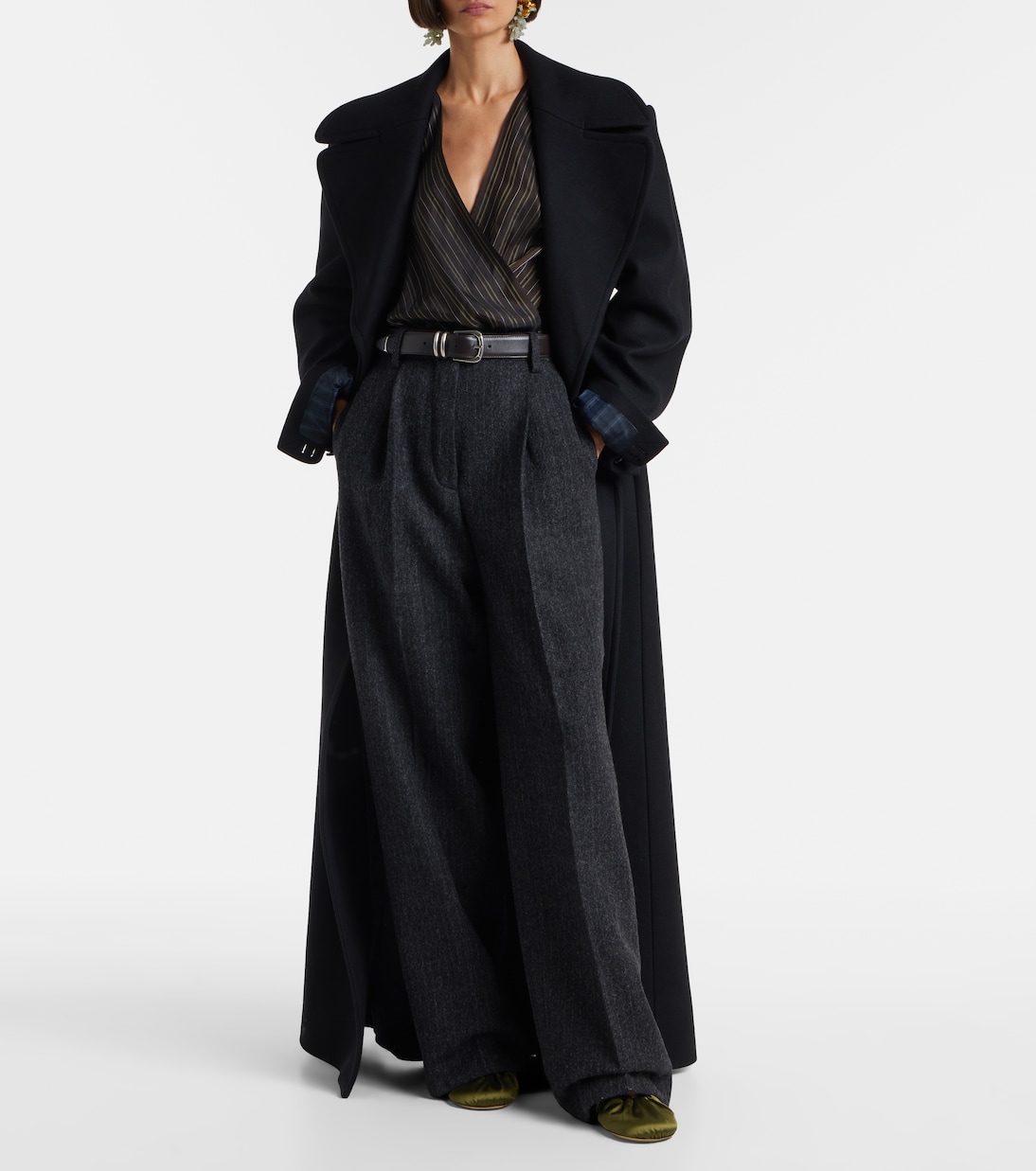 Pantalones anchos de lana con raya diplomática | Dries Van Noten