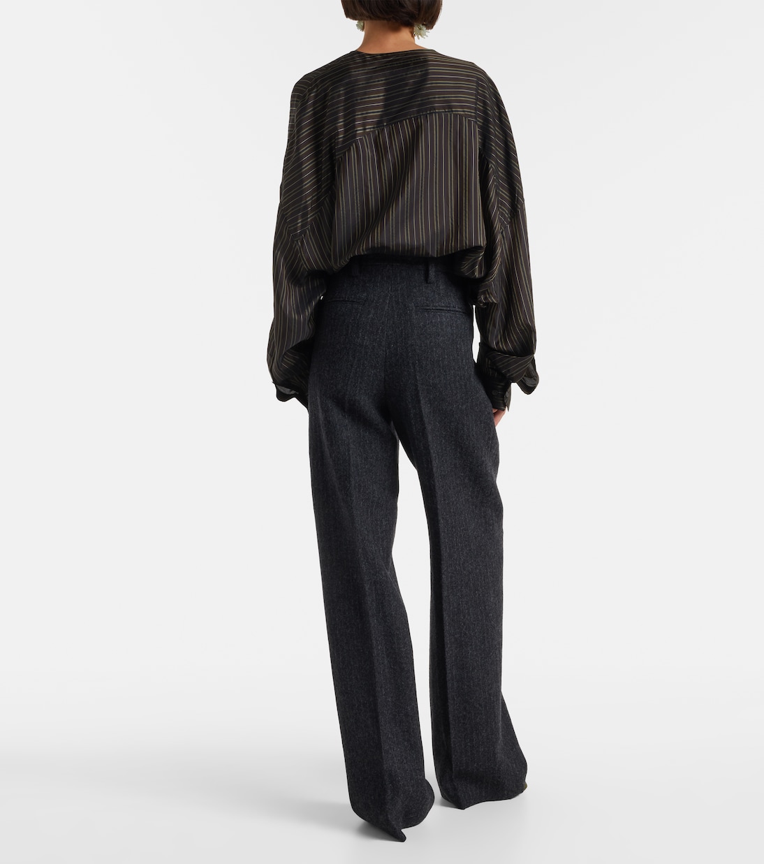 Pantalones anchos de lana con raya diplomática | Dries Van Noten